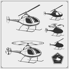 Vector set of helicopters.