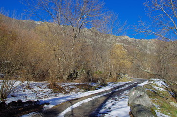 Sentier de montagne en neige