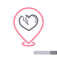 Broken heart pin map icon