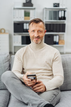 Confident relaxed trendy mature man