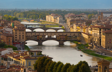 Fototapeta na wymiar Top View of Gold (Ponte Vecchio) Bridge , Florence
