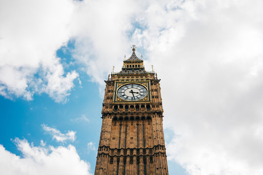 Clock tower on blue sky