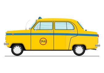 Obraz premium Cartoon Indian taxicab. Side view. Flat vector.