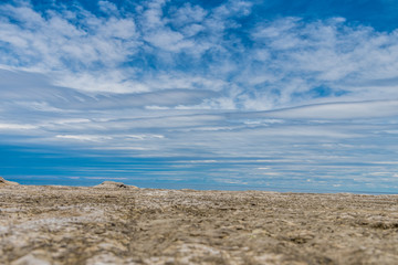 Fototapeta na wymiar Puerto Piramides beach, sun, waves and sand, beautiful day.