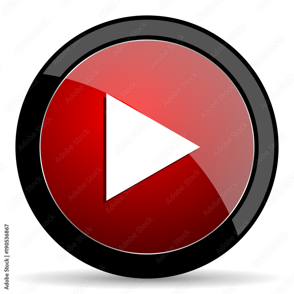 Leinwandbilder play vector icon. modern design red and black glossy web and mobile applications button in eps 10