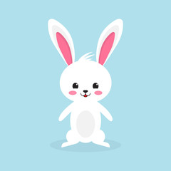 Happy Easter rabbit, white cute Bunny