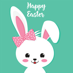 Happy Easter rabbit, white cute Bunny