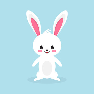 Happy Easter rabbit, white cute Bunny