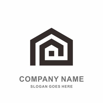 Simple Building House Shape Architecture Interior Construction Real Estate Business Company Stock Vector Logo Design Template