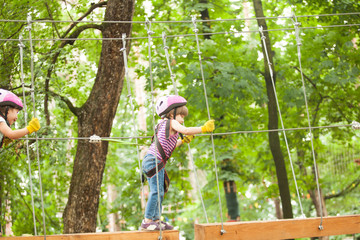 The obstacle course in adventure park 