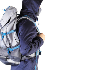 Close-up of traveler looking ahead