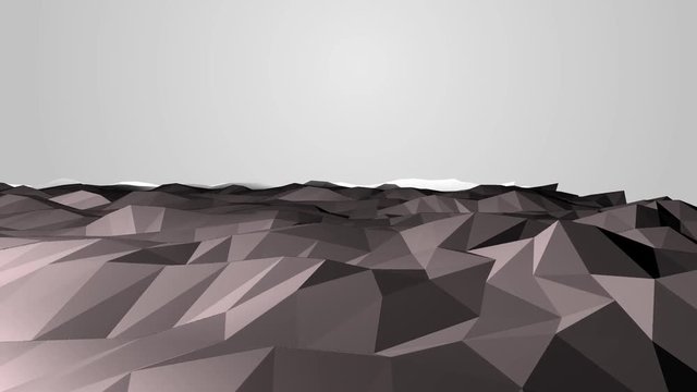 Technological abstract landscape with polygonal triangular structure, Earth-colored tones with white background. Polygonal mountain in motion
