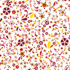 Seamless floral pattern with flowers and leaves. Vector illustration