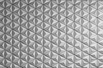 Illustration with repating pure white pyramids. Repeating white hexagons made of simple pyramids. 3d illustration.