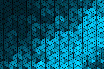Pattern of many repeating hexagons made of shiny triangles. Geometric three dimensional pattern. 3d illustration.