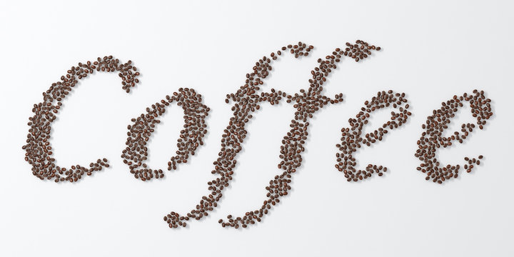 Fototapeta Coffee beans on white background