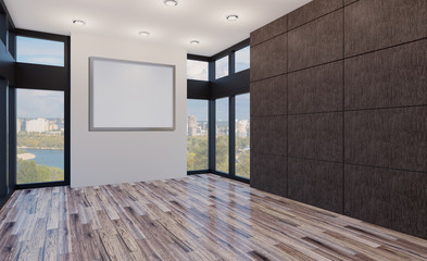 Blank room. 3D rendering. Empty paintings