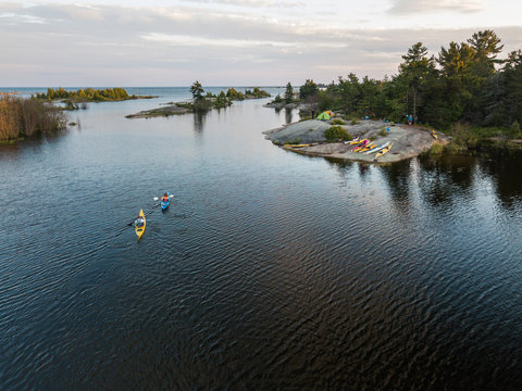 Aerial view of a sea Kayaking trip on the Great Lakes