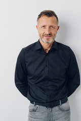 Serious attractive casual middle-aged man
