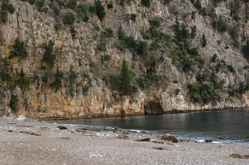 Turkey, a canyon of babachas view of a cliff breaking off to the beach