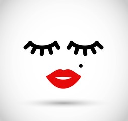 Naklejka premium Sexy cute woman face icon vector