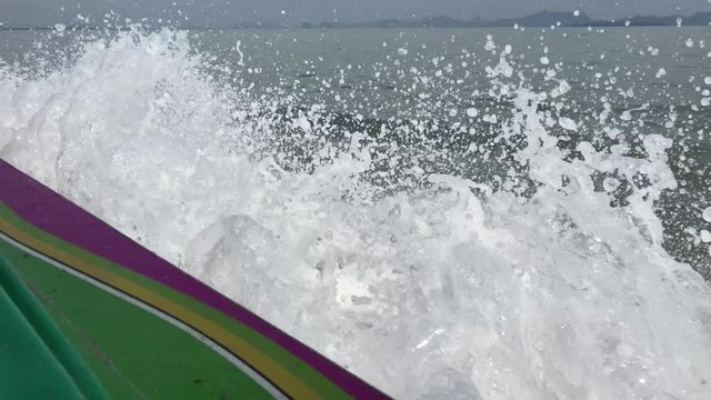 Water splashing from a boat