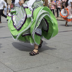 Colombian folk dance group with traditional clothing