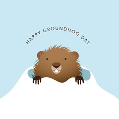 Happy Groundhog Day cartoon with text. EPS10 vector illustration. - 190550662