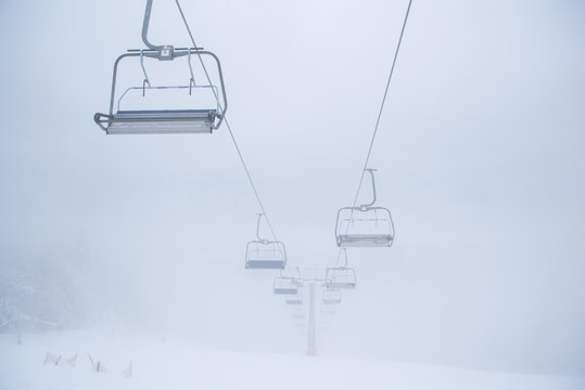 Skilift, white background
