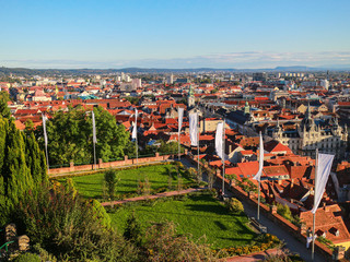 Aerial cityscape view of Graz city center at Austria, Europe
