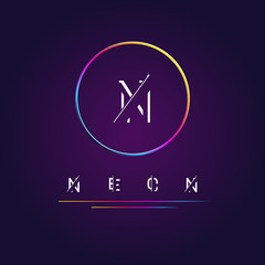 Neon circle logo with colorful gradient