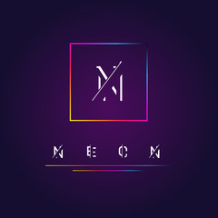 Neon square logo with colorful gradient