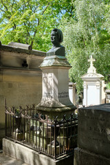 The grave of Honore de Balzac at Pere Lachaise cemetery in Paris