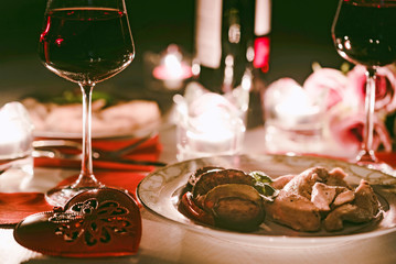 Romantic dinner for two with wine,candles, flowers