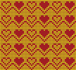 Vector seamless knitted red and yellow  pattern