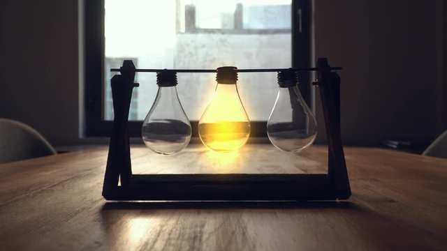 Think different bulb concept dolly zoom . Business,education or innovation concept.