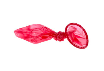 condom used knotted on knot isolated on white background
