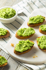 Sweet Homemade Pea Pesto Crostinis