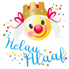 Smiley Emoji Karnevalsprinzessin mit Helau Alaaf