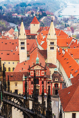 Cityscape of Prague castle from Saint Vitus Cathedral, top view from tower, Prague, Czech Republic