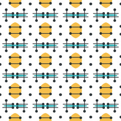Seamless geometric pattern with lines and roundels, polka dot. Fabric print. Seamless background 