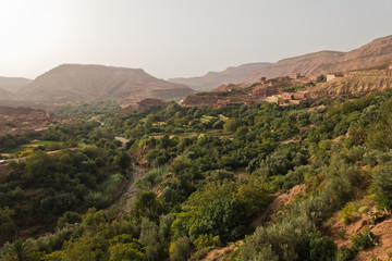 View on Dades gorge valley at sunrise in Morocco, Africa