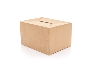Postage cardboard box isolated on white background.