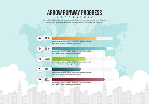 Arrow Bar Graph Infographic with Cityscape Background 1
