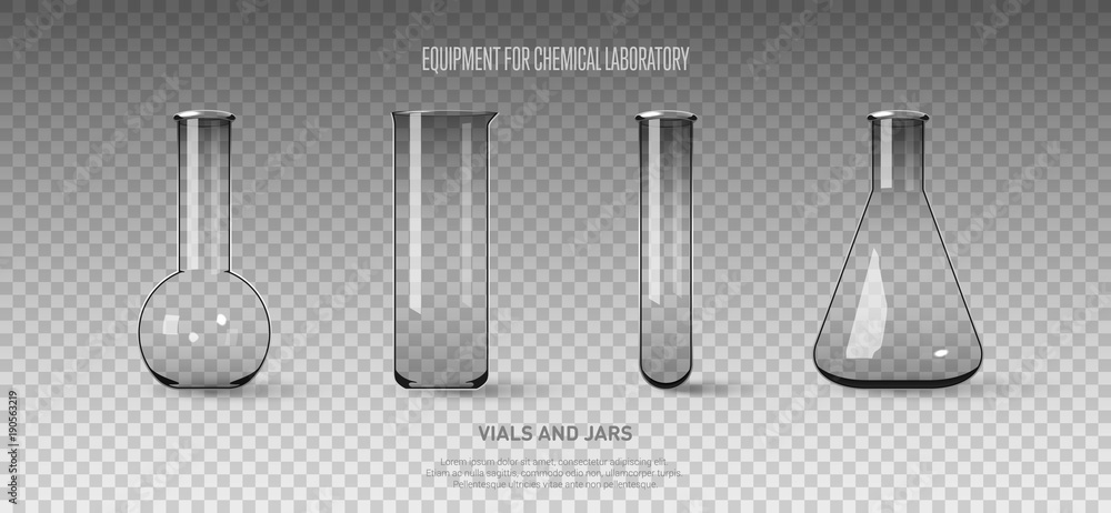 Wall mural a set of flasks and test tubes isolated on a transparent background. equipment for chemical laborato