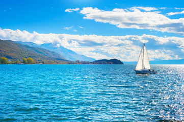 Yacht on Ohrid lake, Macedonia