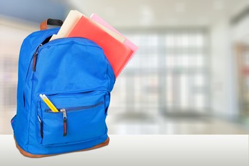 Blue School Backpack on background