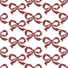 Fototapeta premium Seamless cross stitches bow pattern on white