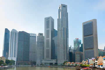 Fototapeta na wymiar Singapore Downtown. Morning skyline