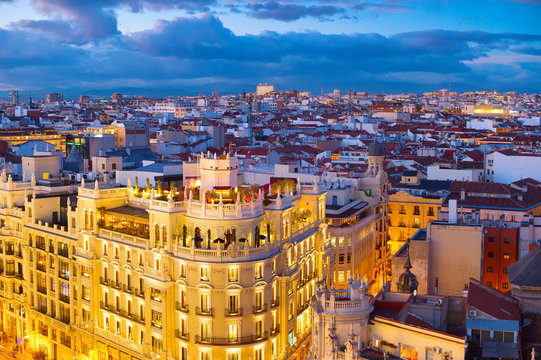 Madrid skyline aerial, Spain